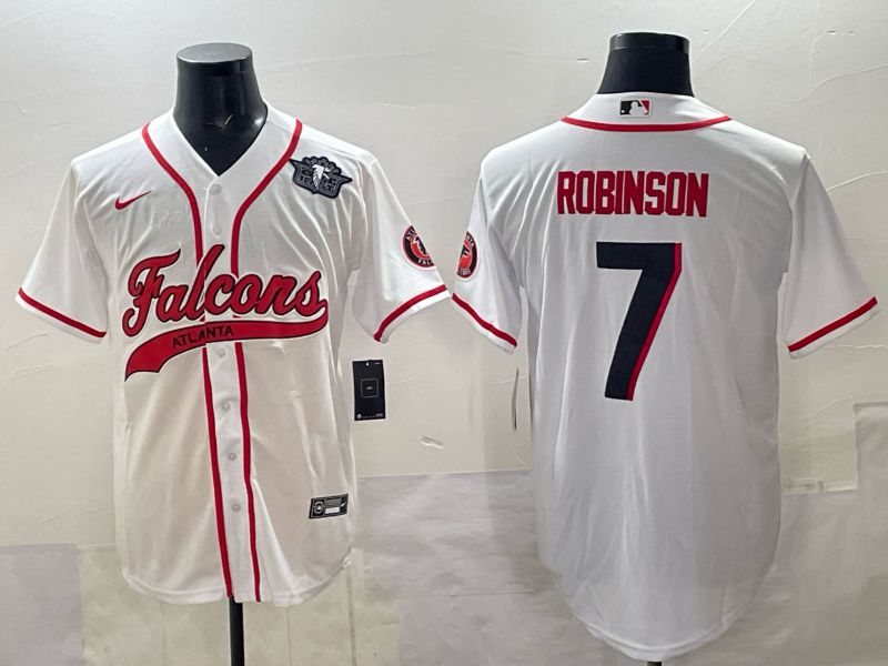 Men 2025 Nike Atlanta Falcons 7 Robinson white Joint Name Limited NFL Jersey style 05